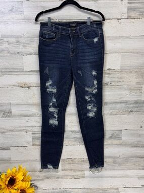 Judy Blue Dark Blue Distressed Skinny Jeans